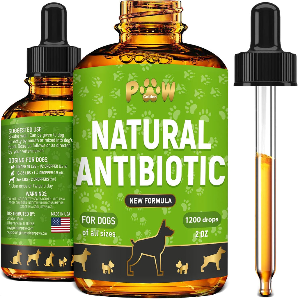 Golden Paw natural dog antibiotic 2 fluid ounce bottle front view