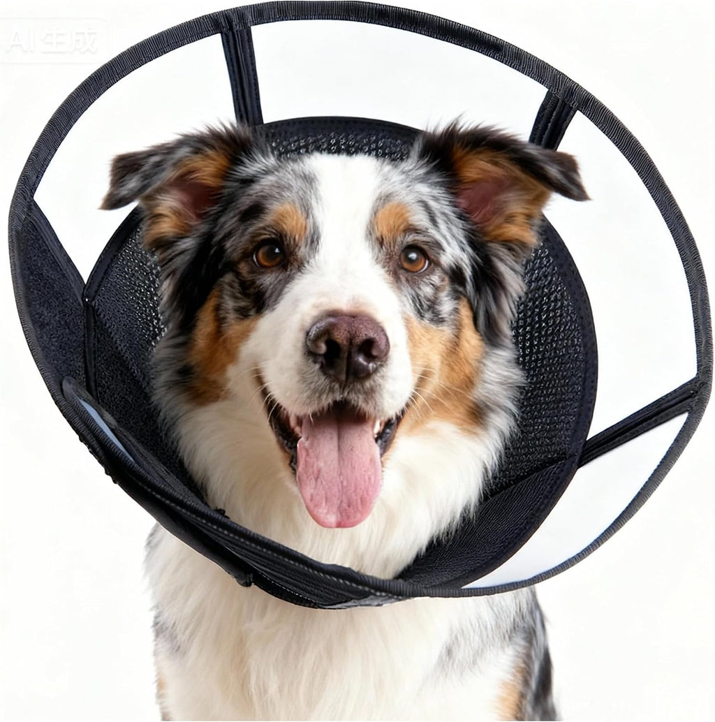 Soft Dog Cone, Stop Licking Deep Pet Recovery Collar After Surgery for Large Medium Dogs, Clear Plastic Breathable Elizabethan Head Neck Circle, Adjustable Comfortable Cones 25cm /10" Long (L Black) - Image 9