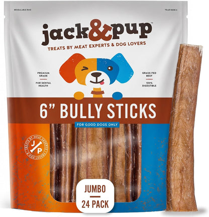 Jack&Pup 6 Inch Bully Sticks for Dogs (5 Pack) Extra Thick Long Lasting Dog Chews, Single Ingredient, 100% Beef Bully Sticks for Large Dogs - Image 10