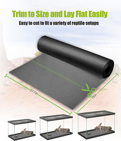 Helidrago waterproof reptile flooring roll alongside scissors showing custom sizing