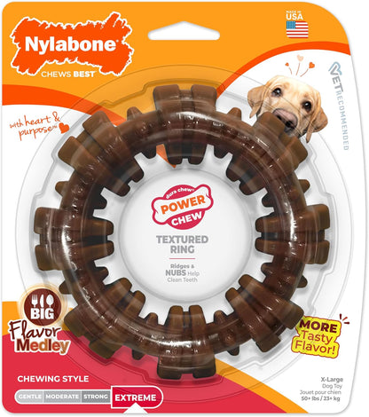 Nylabone Textured Ring Power Chew Toy for Large Dogs, Durable Dog Toys for Aggressive Chewers, Strong Dog Chew Bones To Keep Them Busy, Flavor Medley, X-Large - 50+ lbs, 1 Count - Image 11