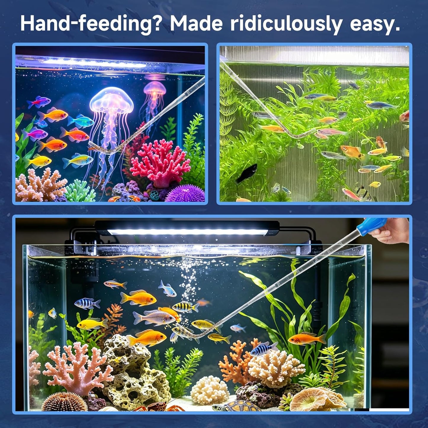 Depeew long narrow baster for marine and freshwater aquarium substrate cleaning