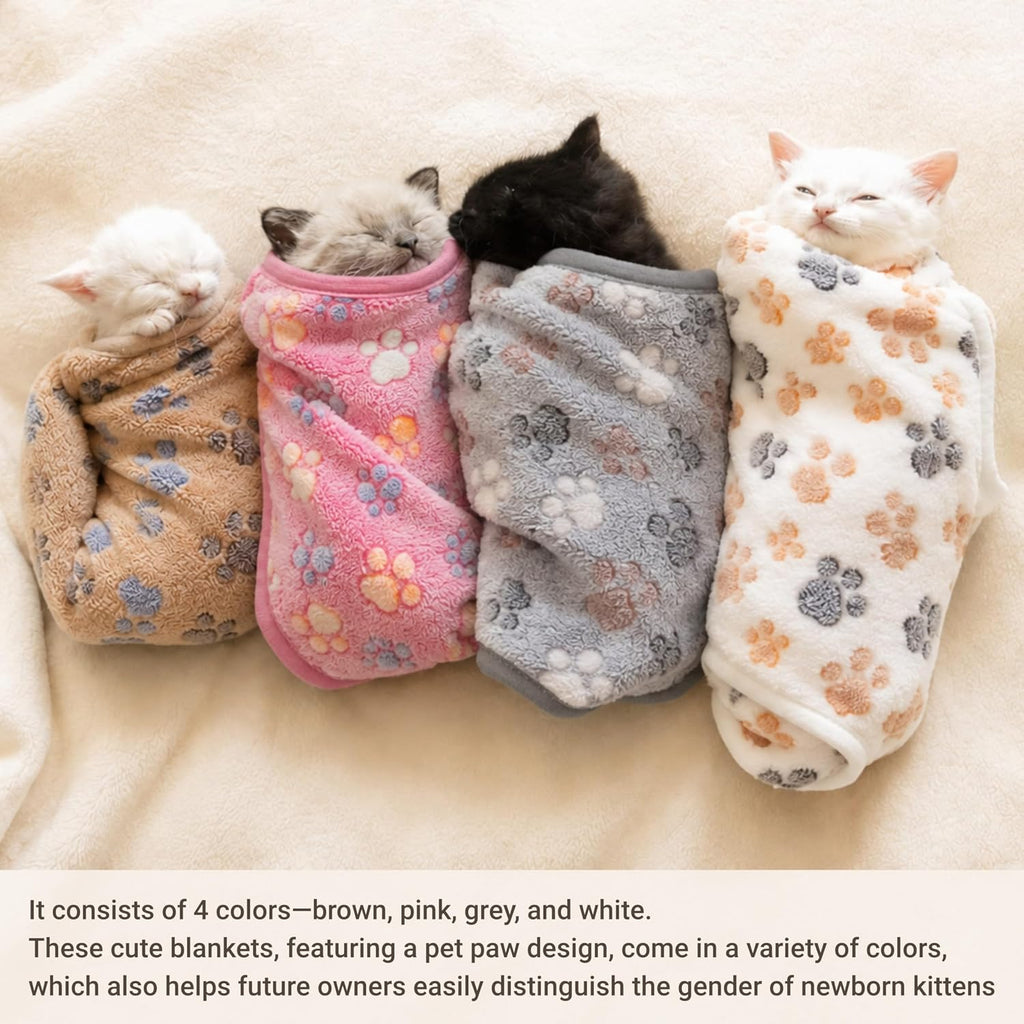 Lfory newborn kitten bedding pack of four premium fleece wraps