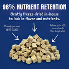Natural high protein freeze dried raw dog food nuggets close up