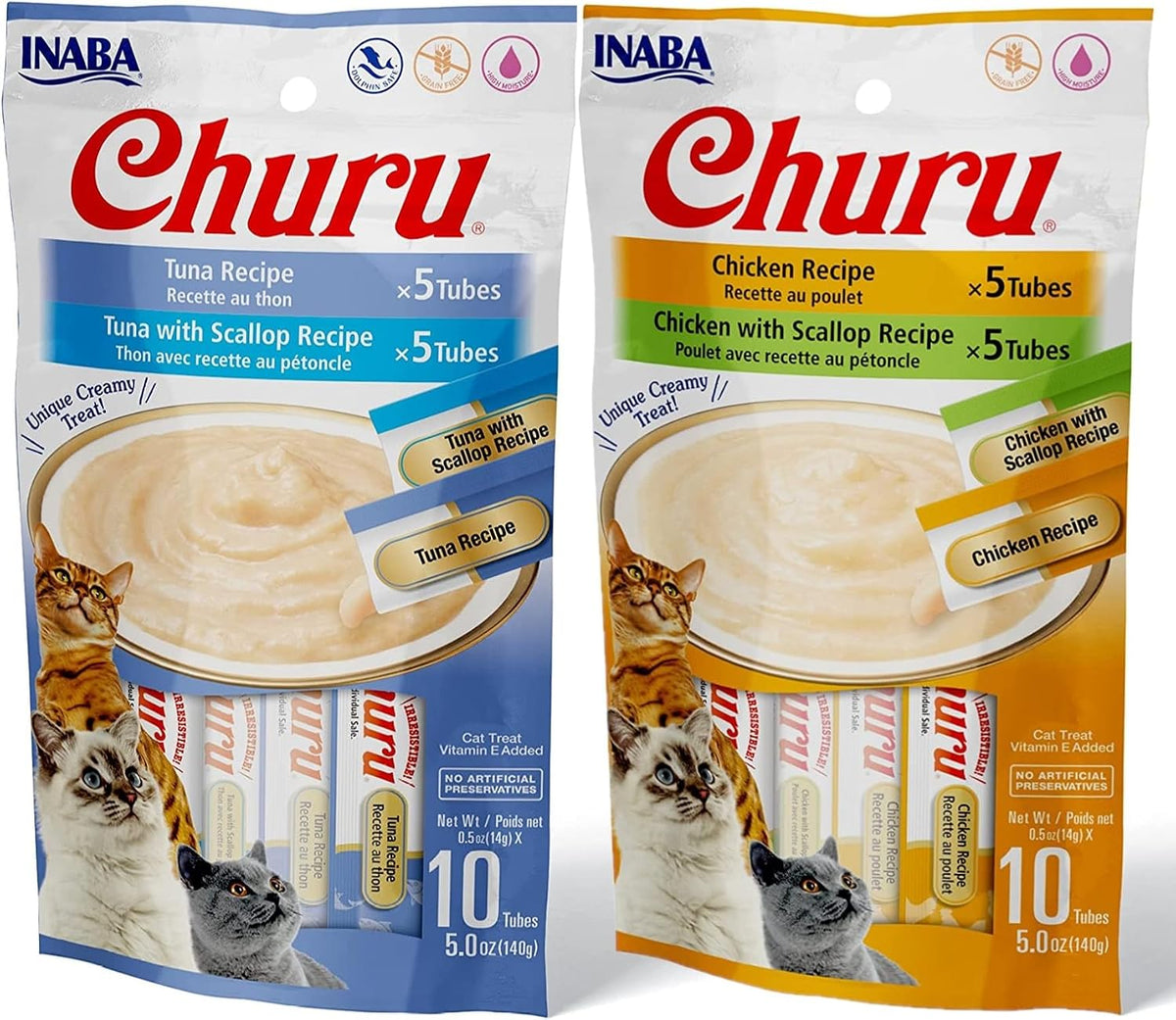 INABA Churu Cat Treats, Grain-Free, Lickable, Squeezable Creamy Pure Cat Treat/Topper with Vitamin E & Taurine, 0.5 Ounces Each Tube, 80 Tube Variety Box - Image 9