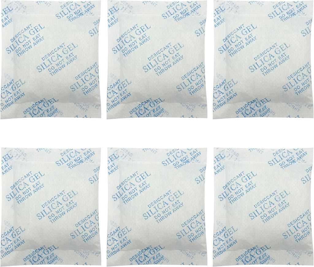 Six month supply of white pet food moisture control bags for humidity protection