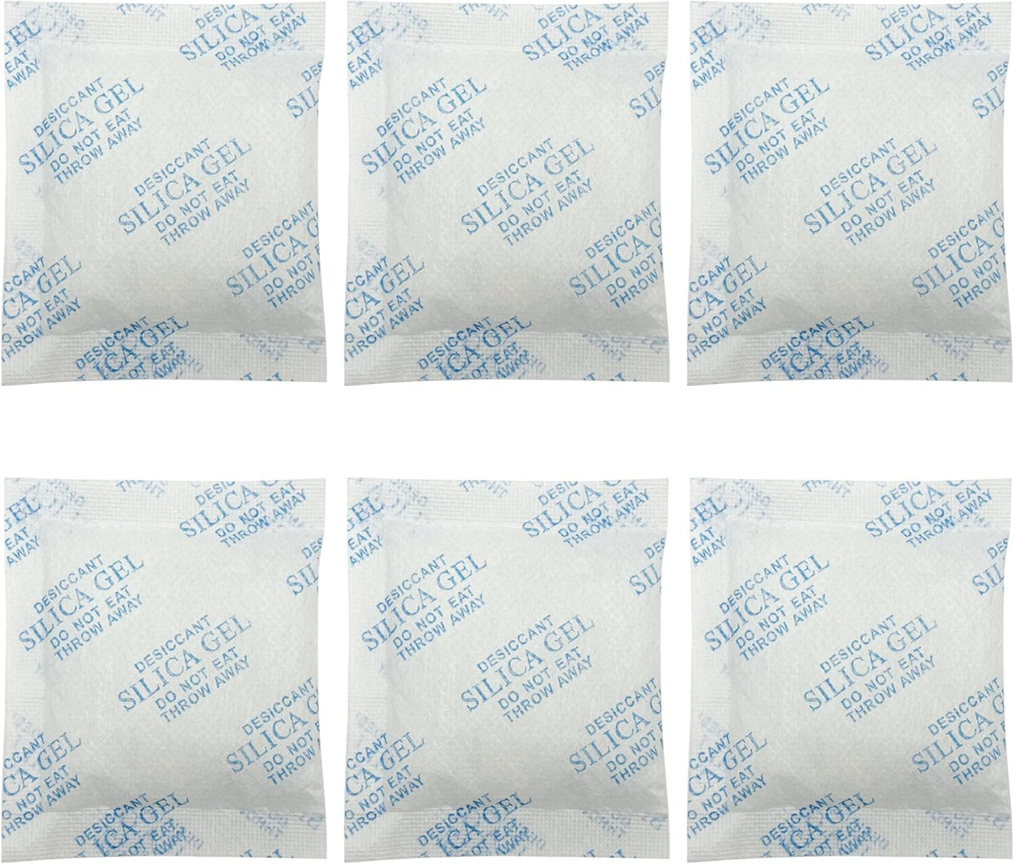 Six month supply of white pet food moisture control bags for humidity protection