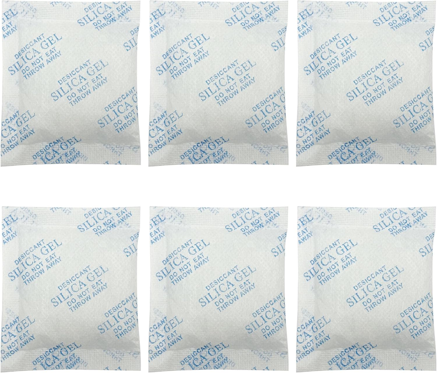 Six month supply of white pet food moisture control bags for humidity protection