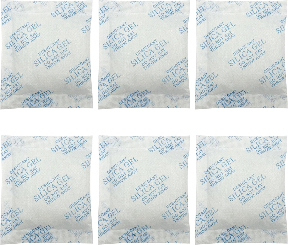 Six month supply of white pet food moisture control bags for humidity protection