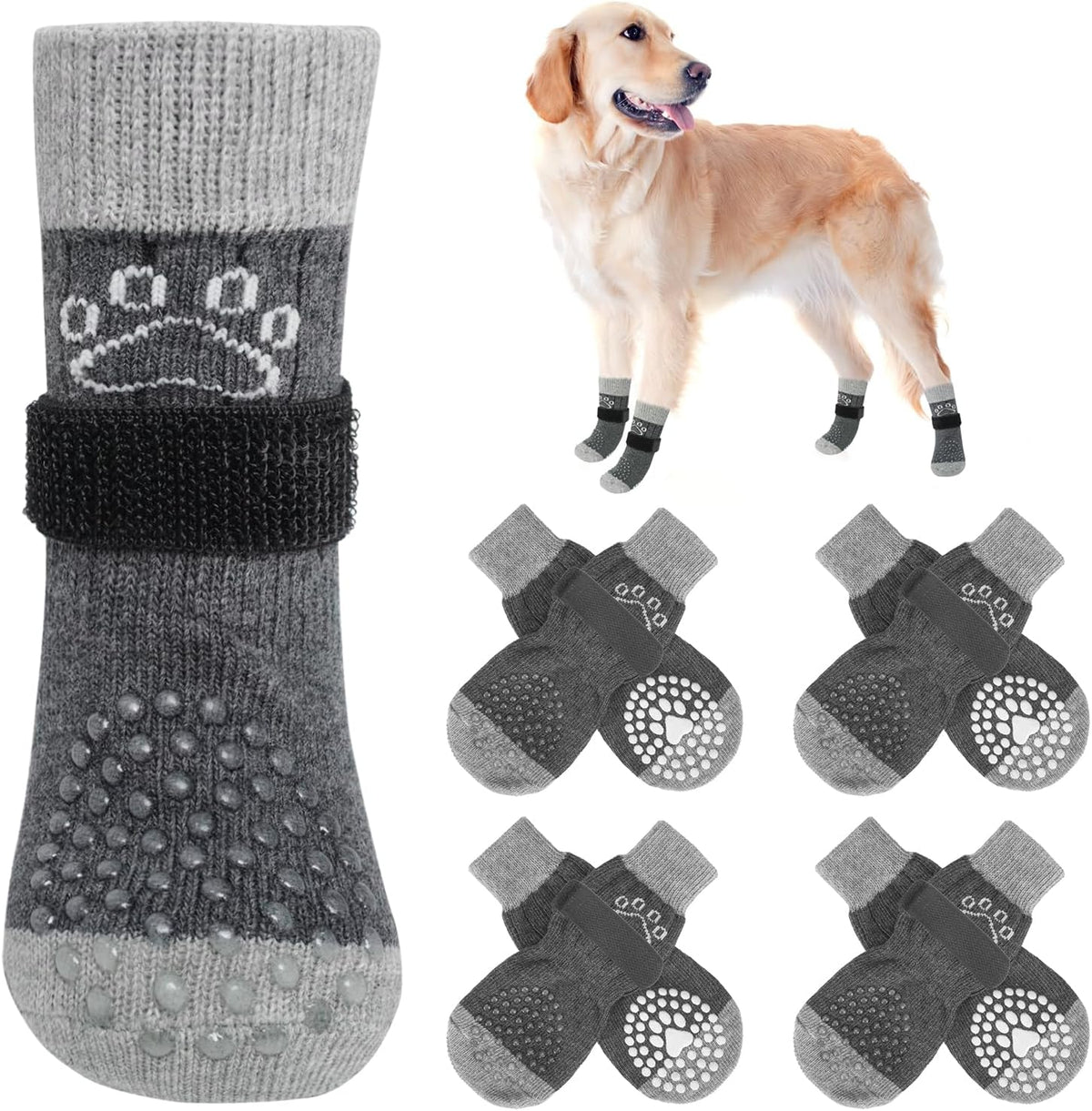 SCENEREAL Dog Socks to Prevent Licking Paws for Hot/Cold Pavement Anti Slip, Dog Shoes for Hardwood Floors, Dog Boots & Paw Protectors with Grippers for Small Medium Large Senior Dogs - Image 9