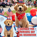 Close up of red white and blue star pattern on dog bandana