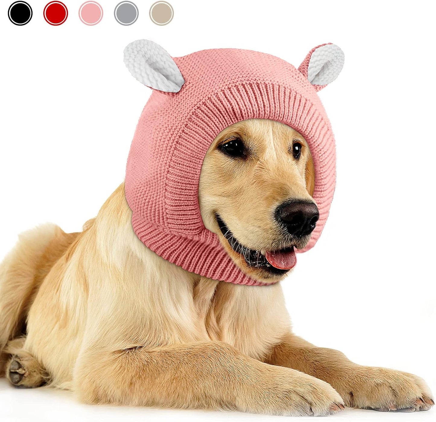 Frienda Dog Ear Muffs Noise Protection, Neck 14.96 Inch Fits Medium Dogs, Knitted Calming Hood for Dogs, Fireworks Thunder Anxiety Relief, Fleece Inner Warm Beanie Hat(Black) - Image 14