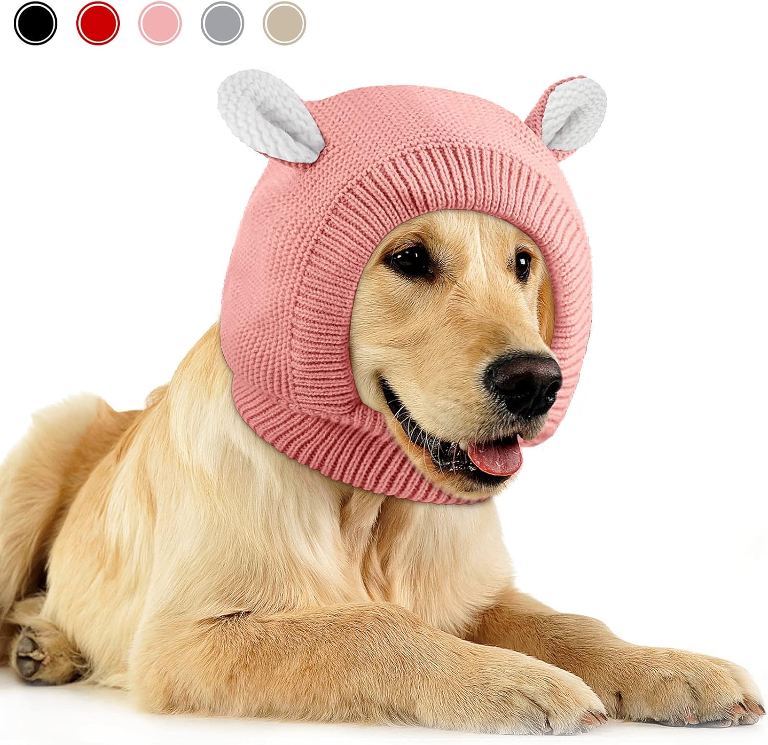 Frienda Dog Ear Muffs Noise Protection, Neck 14.96 Inch Fits Medium Dogs, Knitted Calming Hood for Dogs, Fireworks Thunder Anxiety Relief, Fleece Inner Warm Beanie Hat(Black) - Image 14