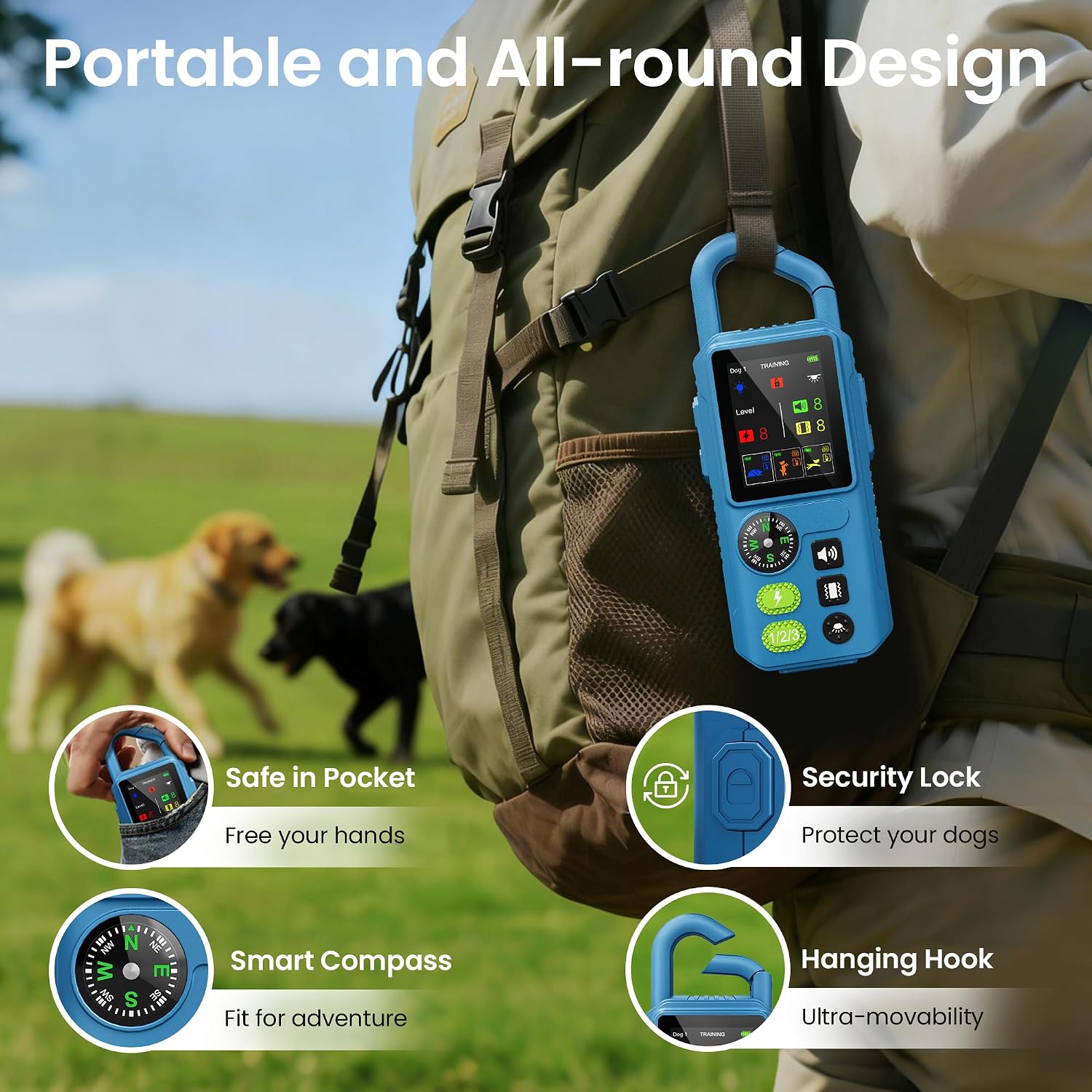 Adjustable nylon dog collar with electronic training contact points