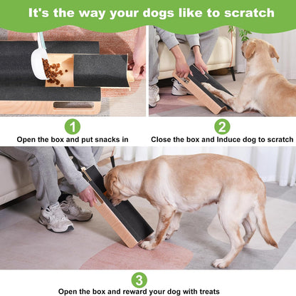 Large dog interacting with LovIntry M-Shaped nail scratch board