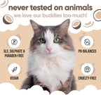 Close up shot of the authentic imported cat conditioner packaging for sensitive skin.