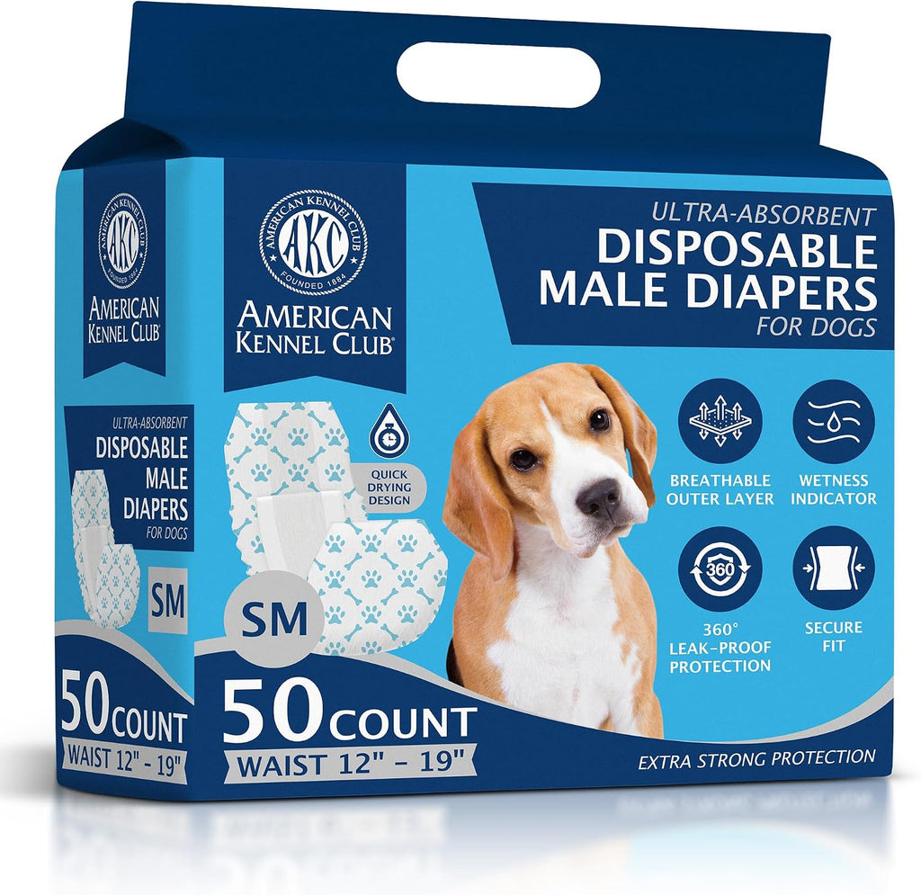 American Kennel Club Male Dog Wrap, Disposable Diapers with Wetness Indicator, Medium, 50 Count - Image 10