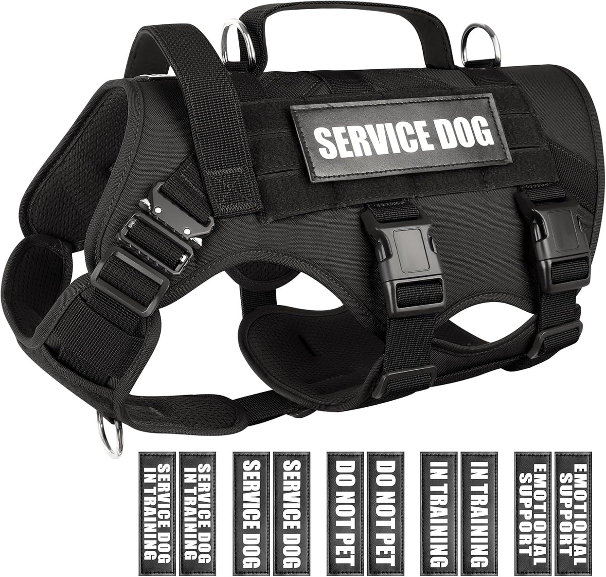 WINSEE service dog vest harness for large dog front view showing comfortable chest padding