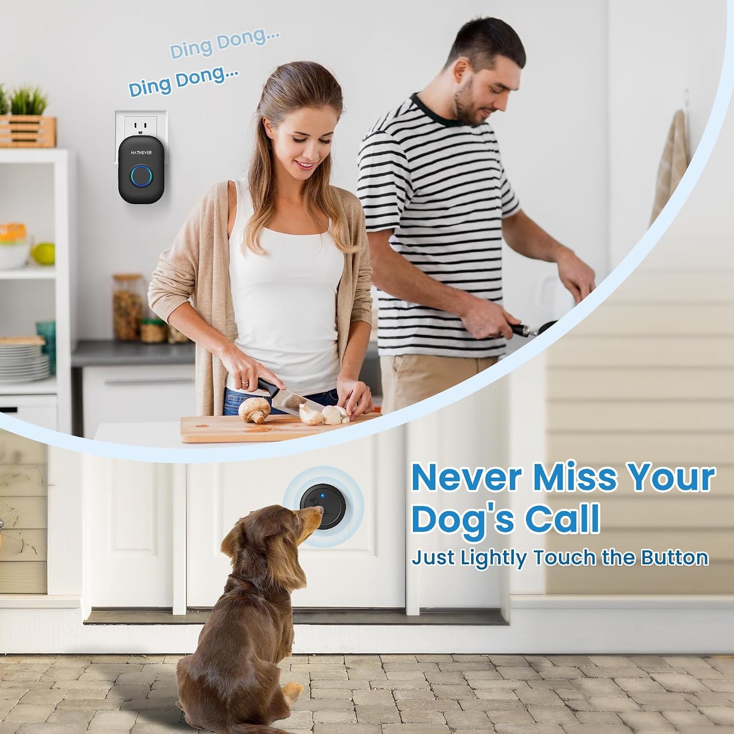 Hathever dog doorbell showing sensitive touch surface area