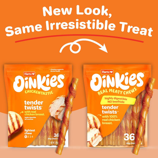 Hartz Oinkies rawhide free dog chews wrapped with real chicken breast for small dogs