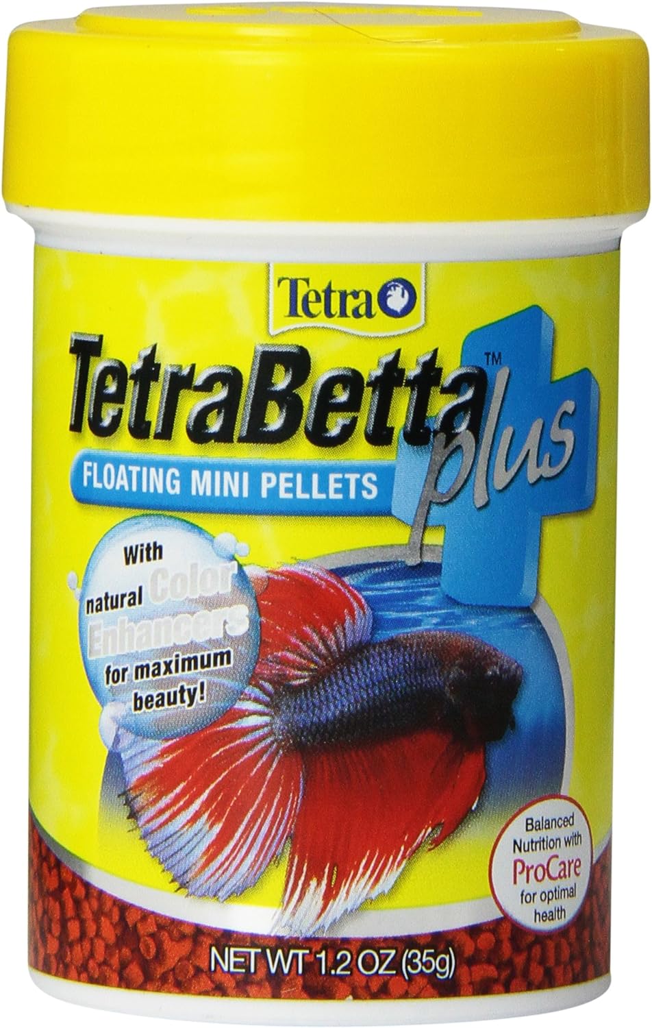 TetraBetta PLUS Floating Mini Pellets, Fish Food With Natural Color Enhancer, 1.2 ounces - Image 1