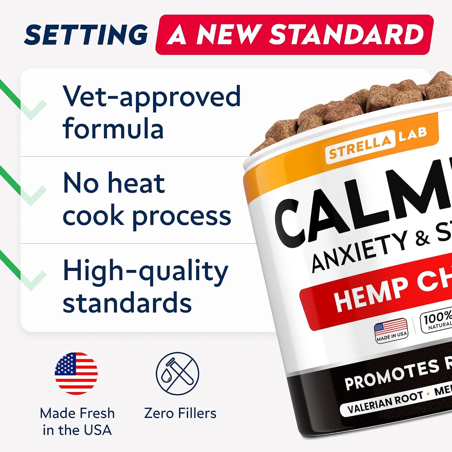 Premium dog stress relief chews for thunderstorms and fireworks