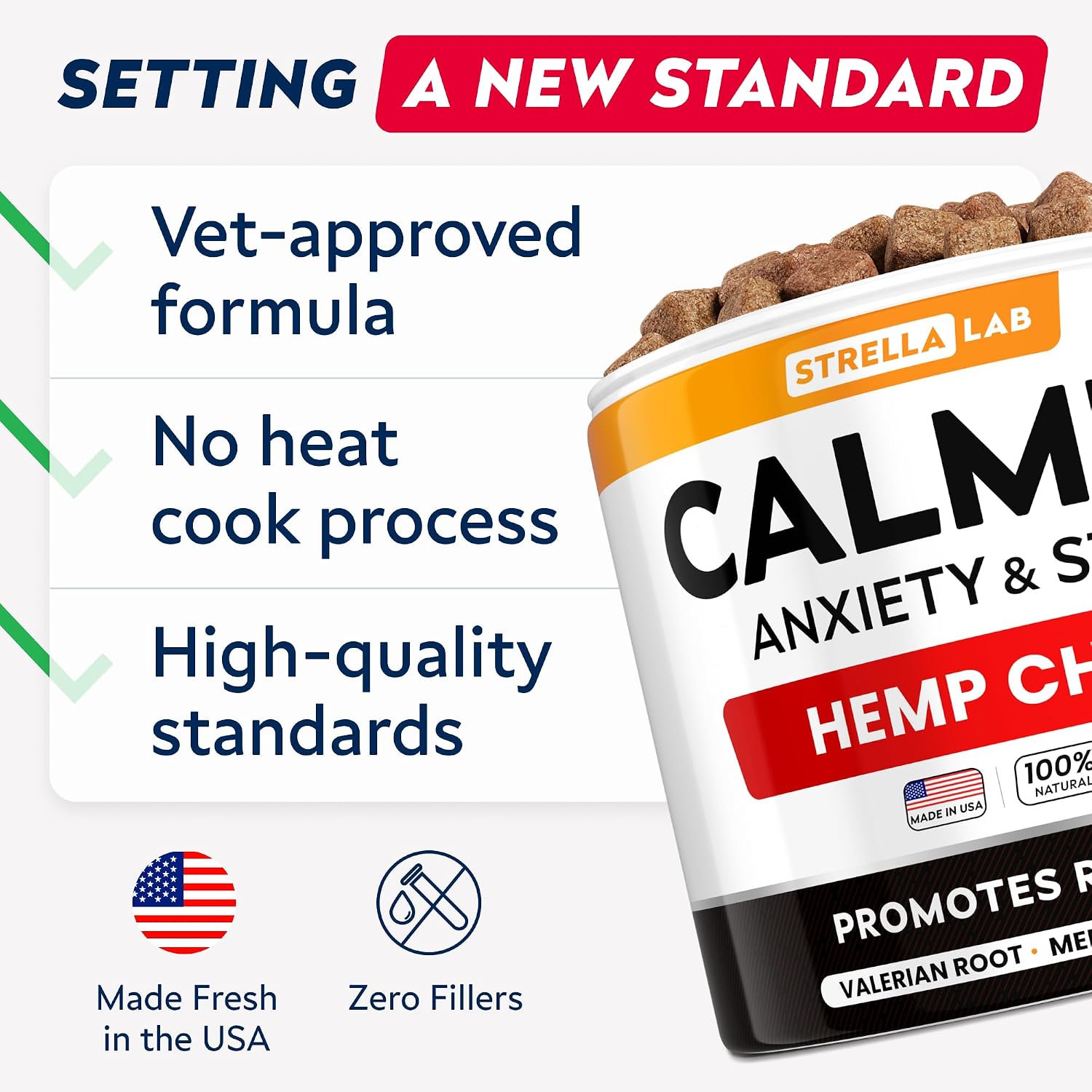 Premium dog stress relief chews for thunderstorms and fireworks