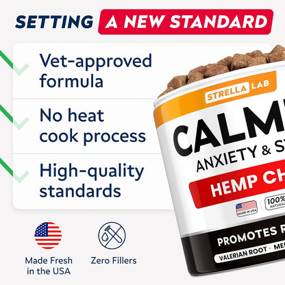 Premium dog stress relief chews for thunderstorms and fireworks