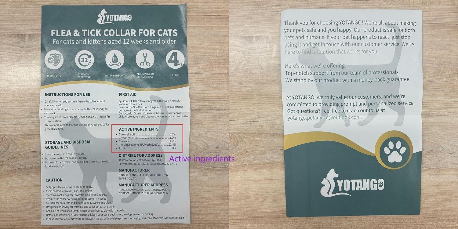 YOTANGO 4 Pack Flea Collar for Cats, 32 Months Flea and Tick Prevention for Cats, Waterproof Cat Fleas Collar, Cat Fleas and Ticks Treatment, Adjustable Tick Collars for Kittens-Black - Image 9