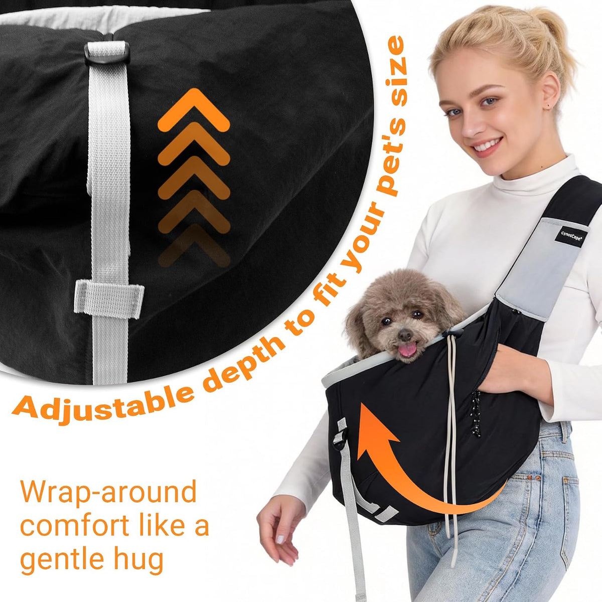 CynosCape cat carrier worn in crossbody style