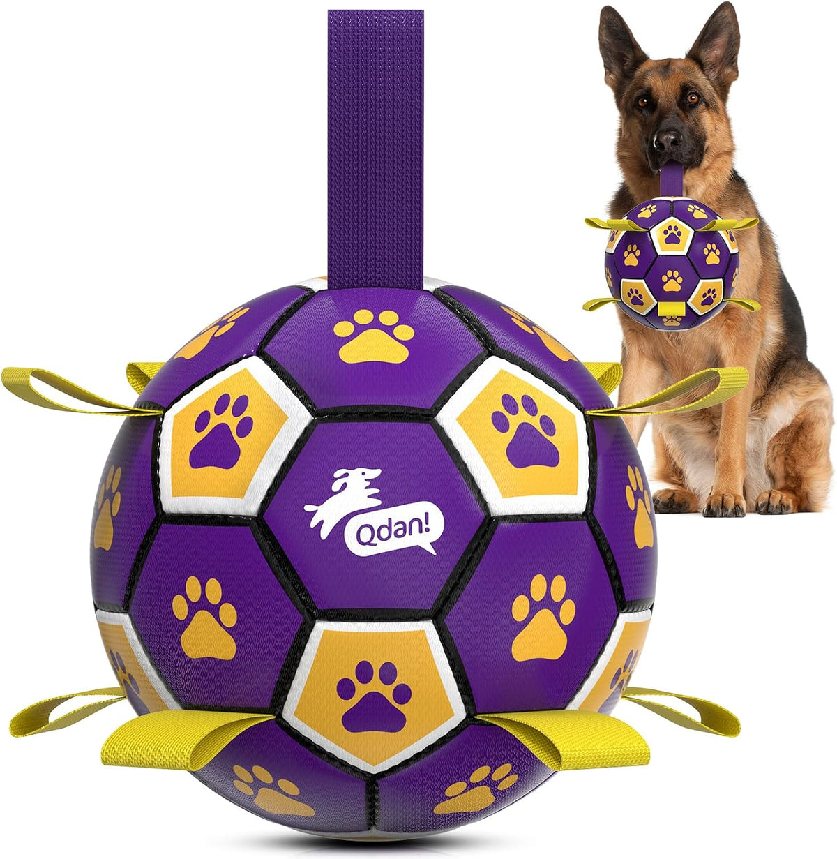 QDAN Dog Toys Dog Balls, World Cup Dog Soccer Ball with Straps, Dog Birthday, Herding Ball, Durable Balls for Small Medium Pet, Puppy Outdoor Toy (6 Inch) - Image 11
