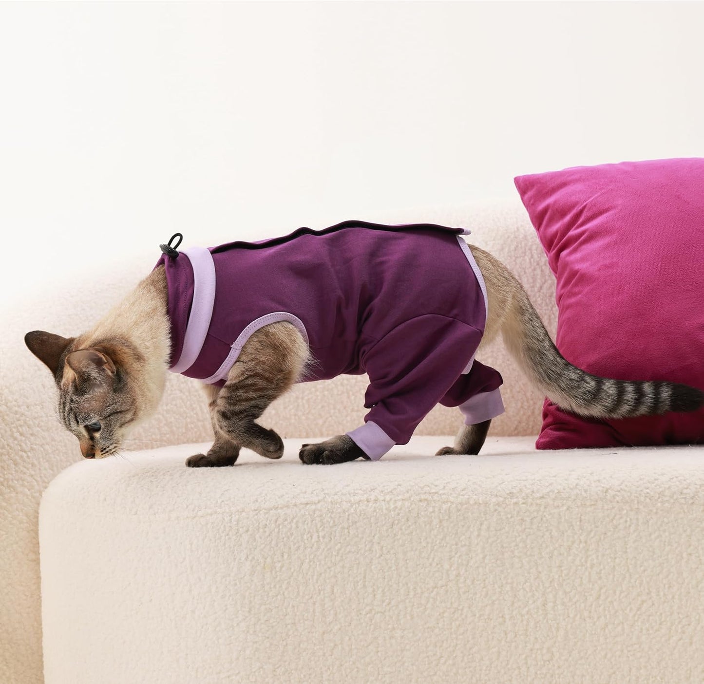 Cat Recovery Suit with Hind Legs, Soft Spay Recovery Suit for Female Cats, Kitten Onesie for Cats After Surgery, Anti-Licking Abdominal & Hind Leg Wound Protector, Cone Alternative - Purple S - Image 9