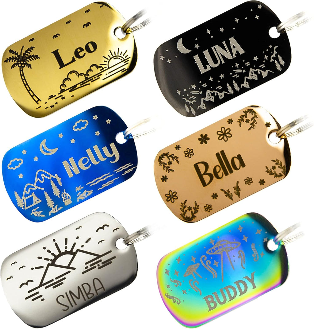 Personalized Dog Tag with 5 Lines of Custom Deep Engraved Durable Stainless Steel Pet ID Name Tag Designer Regular Size Bone - Image 9