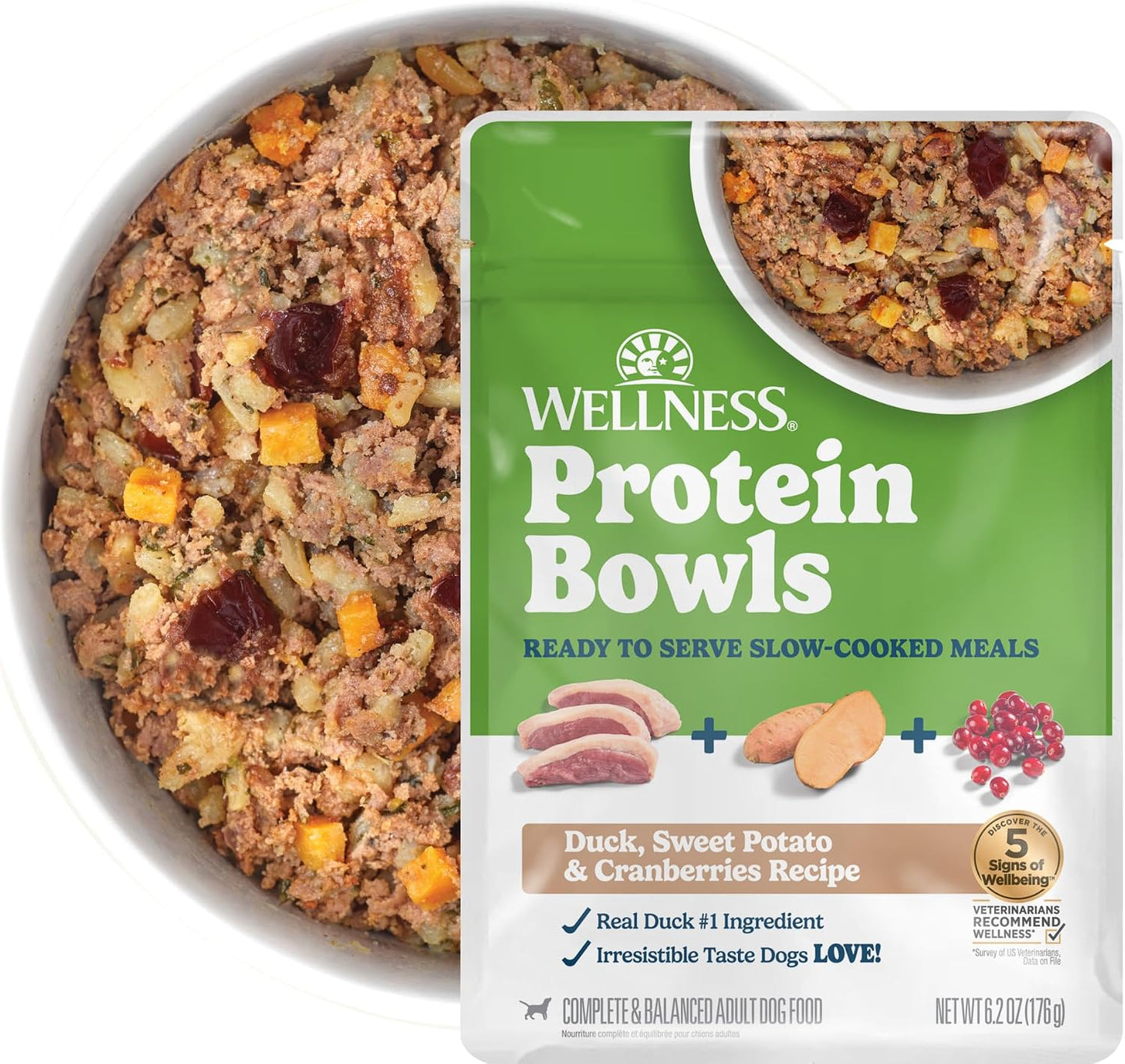 Wellness Protein Bowls Variety Pack Adult Wet Dog Food, Fresh Alternative, Wholesome Grains, Natural, Chicken Recipes, 6.2 oz, Pack of 6 Pouches - Image 12
