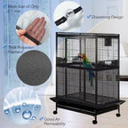 Machine washable nylon bird cage skirt guard laid flat showing its durable stitched edges.