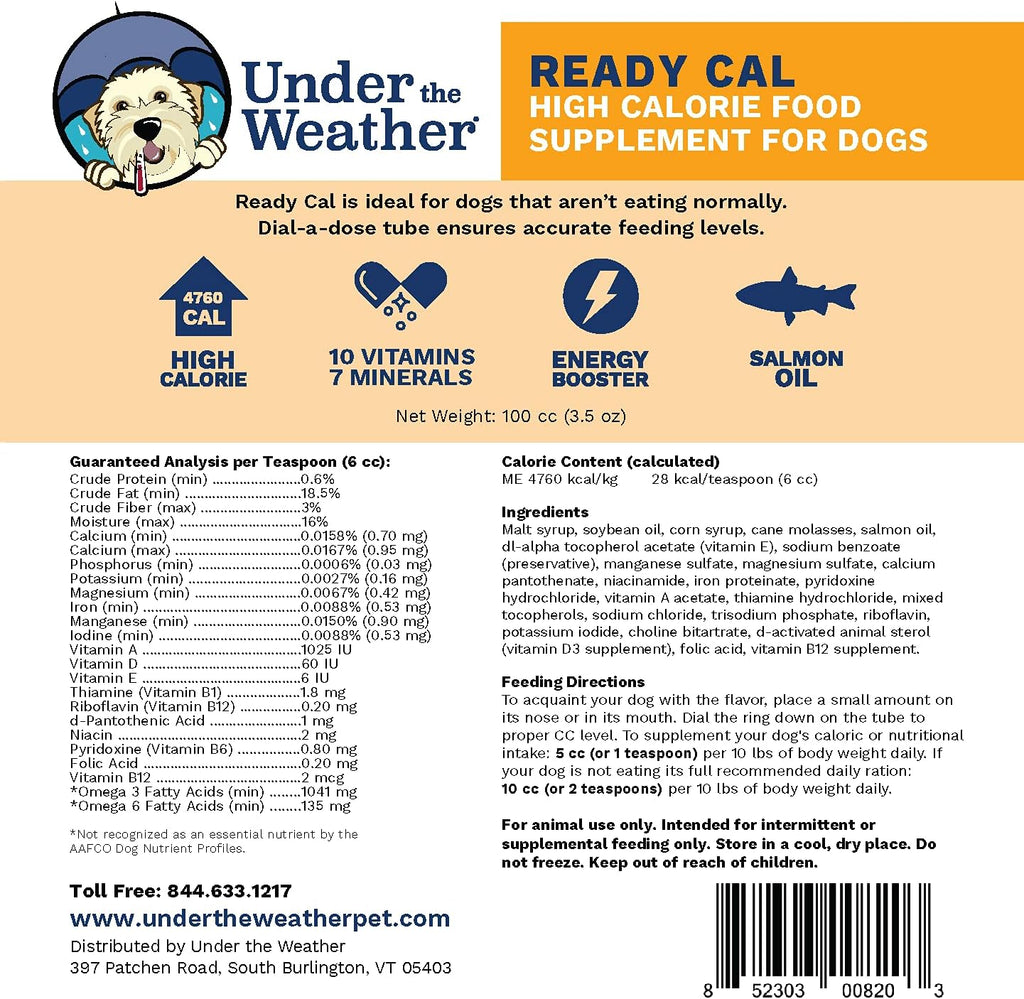 Under The Weather Ready Cal 100cc tube packaging details