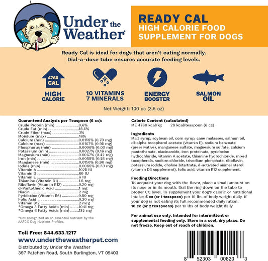 Under The Weather Ready Cal 100cc tube packaging details
