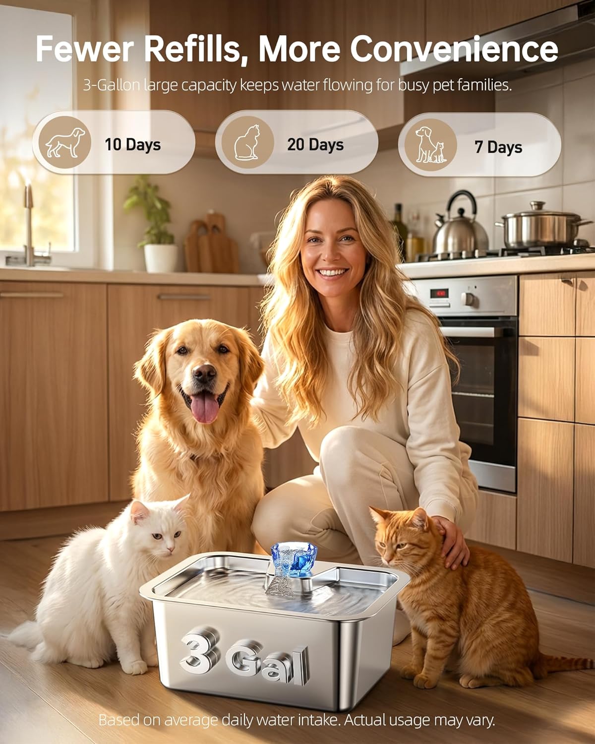 Lesotc automatic dog water dispenser with wide drinking area