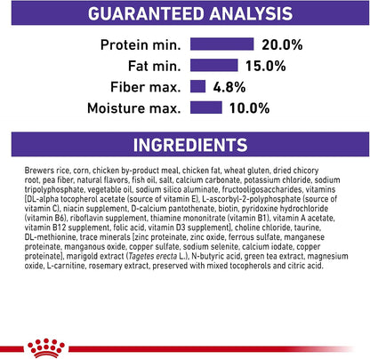 Side view of Royal Canin canine small dental adult dry dog food imported bag packaging.