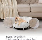 Premium plush cat playground tunnel showing the non slip stable bottom texture