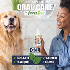 Adore Pet canine dental gel bottle back label showing natural ingredients