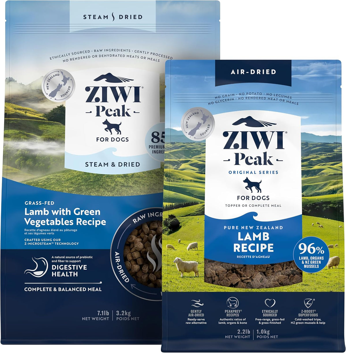 ZIWI Peak Large Lamb Dry Dog Food Bundle front view package authentic imported pet food