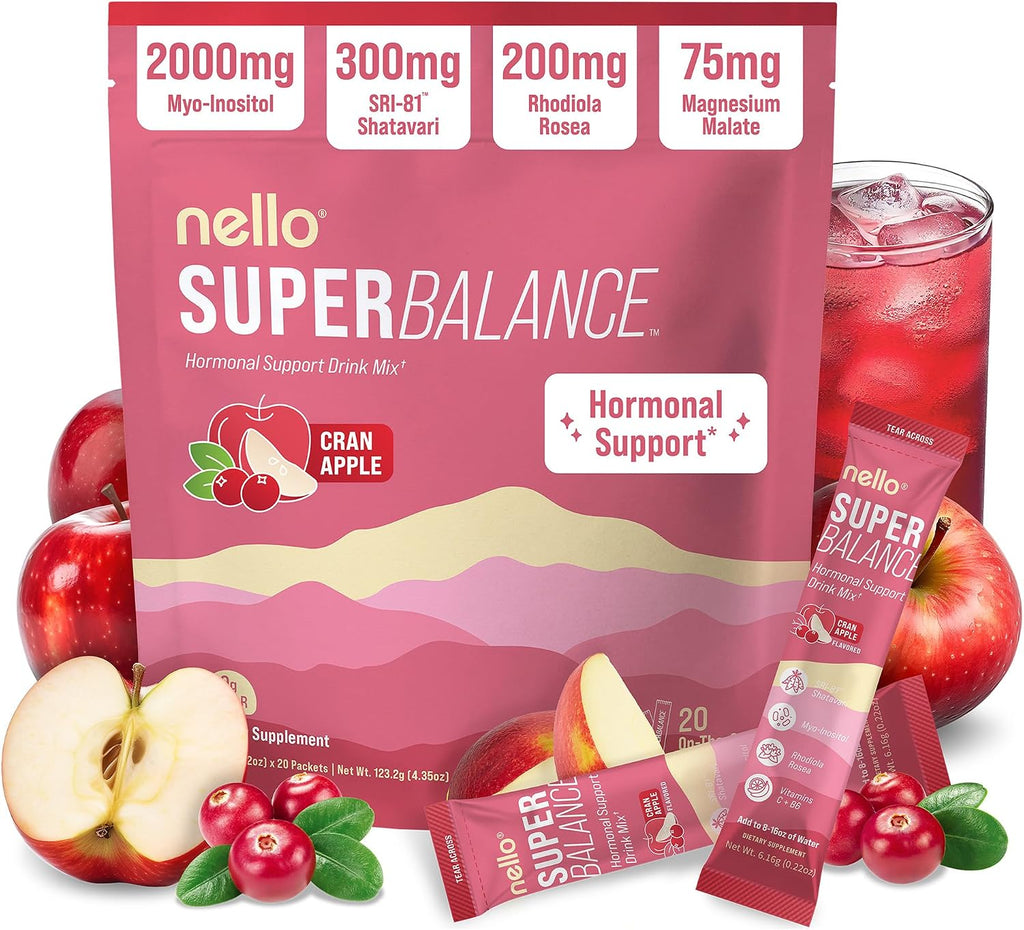 Nello Superbalance Hormonal Support Drink Mix, SRI-81 Shatavari, Myo-Inositol, Rhodiola Rosea, Vitamin C, Magnesium, Theobromine (20 Servings, Strawberry Lemonade) - Image 10