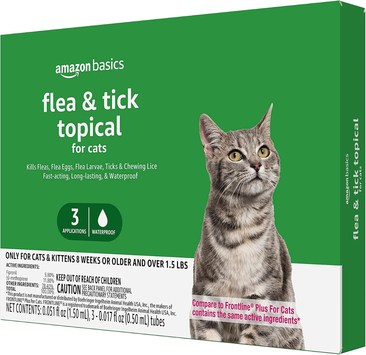 Amazon Basics Preventative Flea and Tick Topical Treatment for Cats (Over 1.5 lbs), Fast Acting and Long Lasting, 6 Count, Packaging May Vary - Image 10