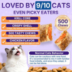 Feline daily multivitamin jar displaying the ingredients and comprehensive 18 in 1 formula.