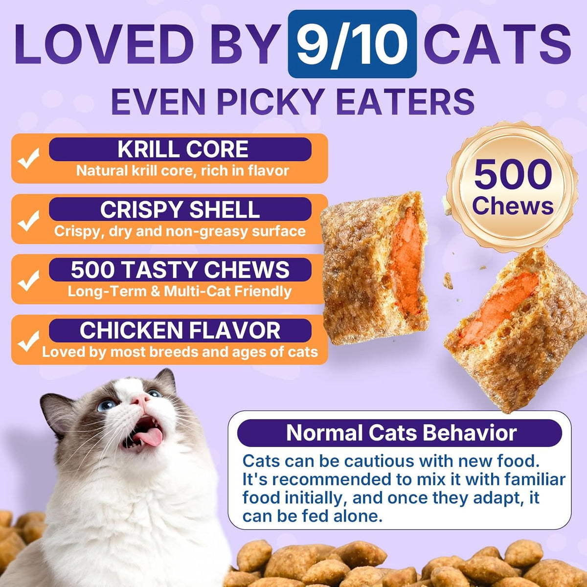 Feline daily multivitamin jar displaying the ingredients and comprehensive 18 in 1 formula.
