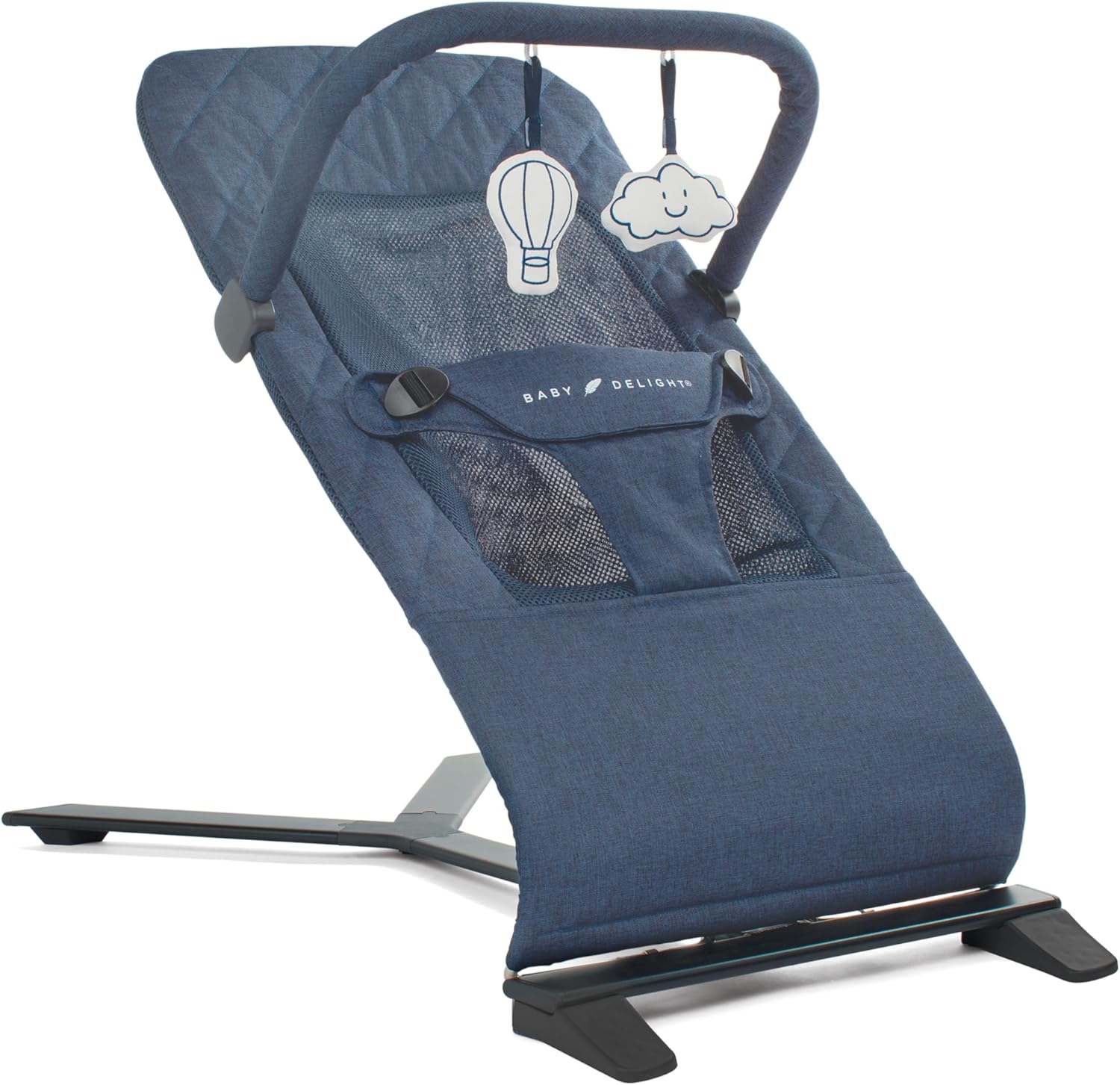 Baby Delight Alpine Deluxe Portable Bouncer Quilted Indigo front view
