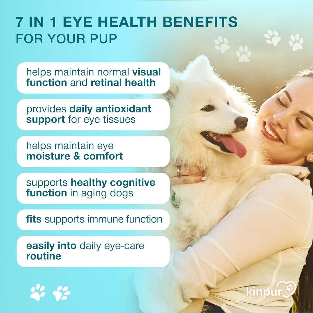 Kinpur Pet Care soft duck chews for adult and senior dog eye cloudiness relief