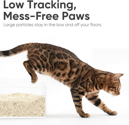 Fukumaru dust-free cat litter pouring into tray
