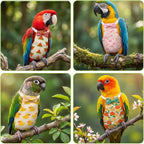 Washable bird clothes laid flat to show all four pieces
